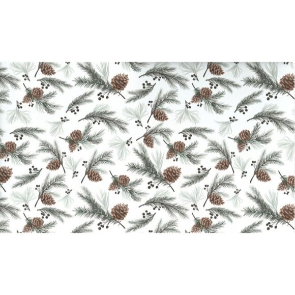 Hallmark Wrapping Paper Christmas Pinecones on White 22.5 sq ft Roll Holiday Gif - Picture 1 of 6